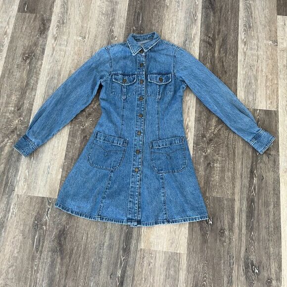 MADE IN THE SHADE Vintage Denim Dress Long Sleeve Button Down Made in USA - Picture 6 of 11